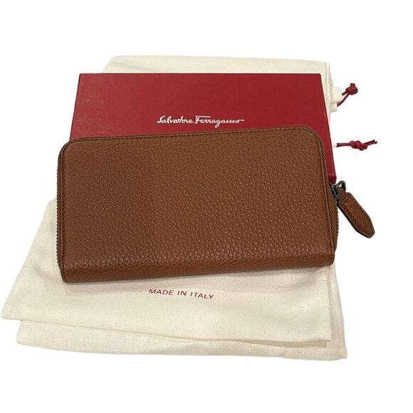 Ferragamo 66-0907/02 Men's Brown/Blue Leather Continental Travel Wallet - Picture 10 of 12